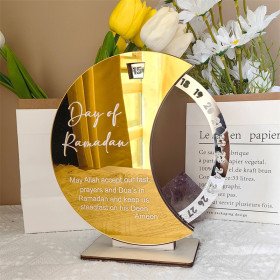 Calendrier rotatif pour compte à rebours du Ramadan , En acrylique effet miroir Grand Format ديكور رزنامة شهر رمضان حجم كبير ذهبي