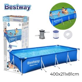Steel Pro™ Piscine Rectangulaire Avec Pompe Filtrante 400 x 211 x 81 cm Bestway