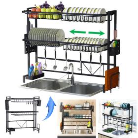 Egouttoir Vaisselle Cuisine à Longueur Extensible Deux Niveaux avec Grande capacité – منظم أواني قابل للتمدد